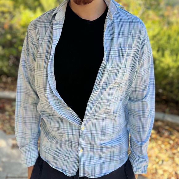 VAN HEUSEN MEN FLEX SLIM FIT LONG SLEEVE BUTTON DOWN SHIRT CHECK PLAID SUIT STUD - Picture 15 of 16